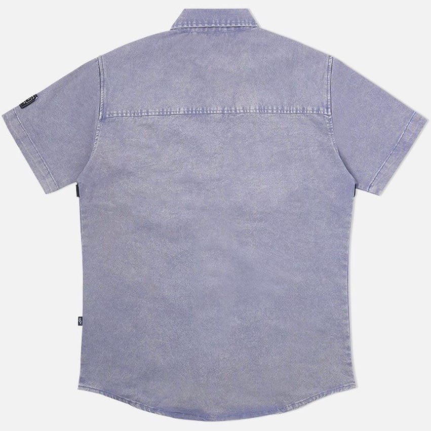 8&9 Strapped Up Button Up Shirt (Vintage Blue) BUVTGBLU - Image 3