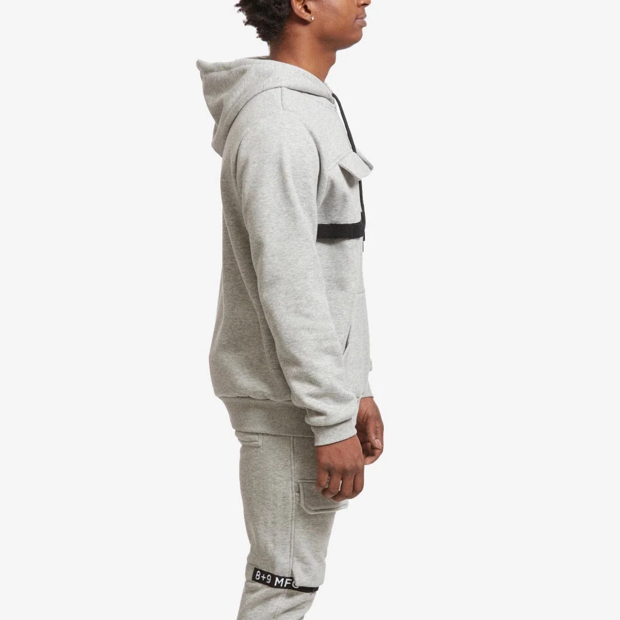 8&9 Strapped Up Fleece Hoodie (Grey) HSTRFGRY - Image 2
