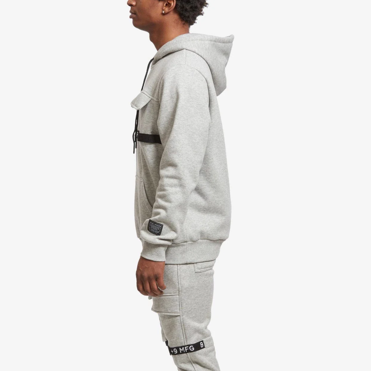 8&9 Strapped Up Fleece Hoodie (Grey) HSTRFGRY - Image 3