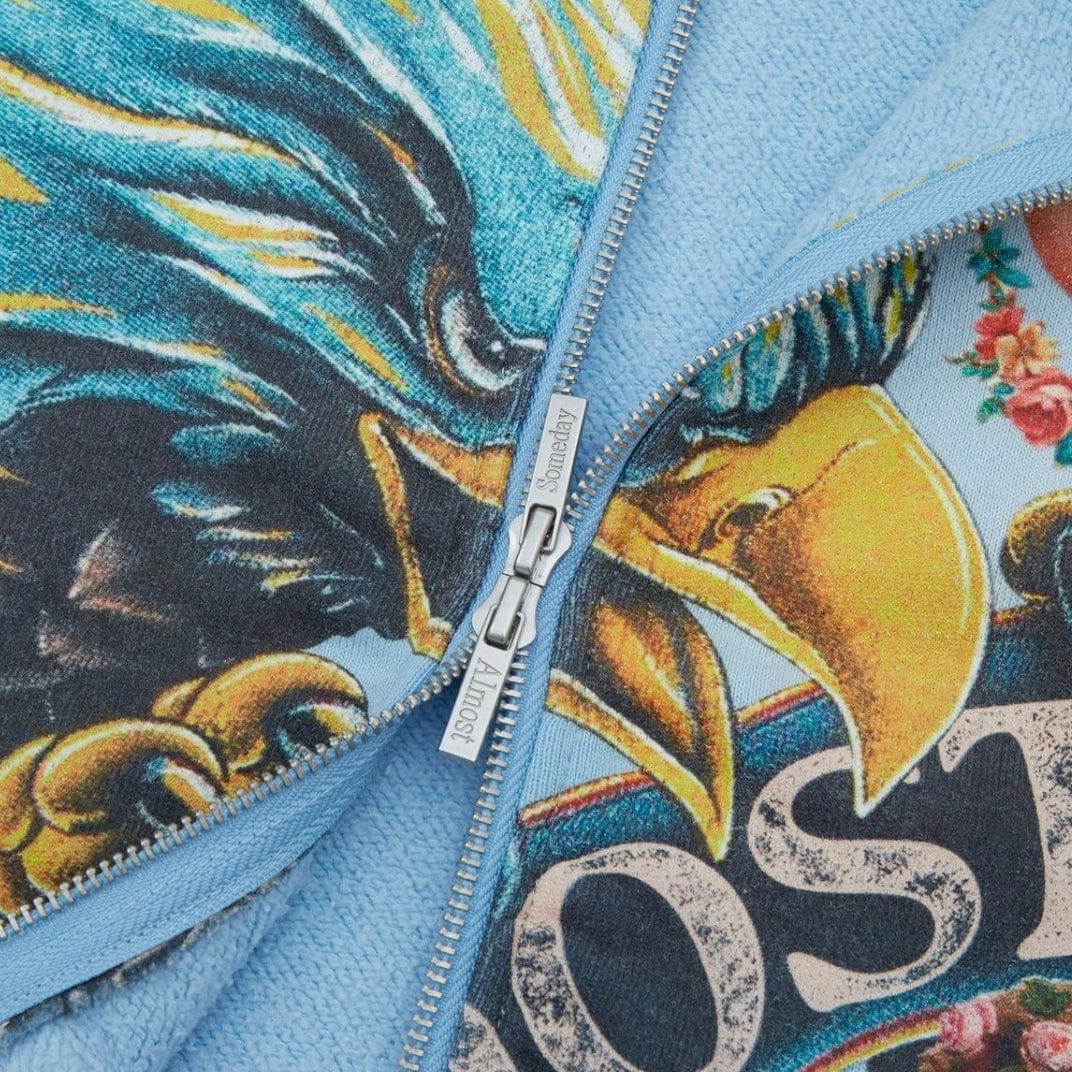 Almost Someday Banner Zipup Hoodie (Sun Fade Wash Blue) AS-F2-1 - Image 3