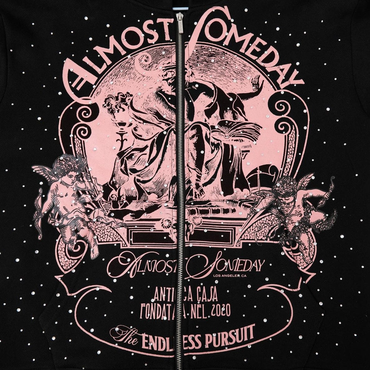 Almost Someday Lavish Zip Up Hoodie (Black) AS-H25-025 - Image 4