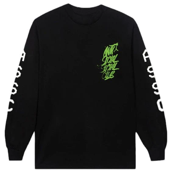 Anti Social Social Club Dystopian Crime Wave Long Sleeve Tee (Black)