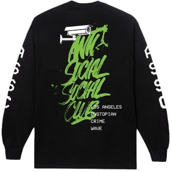 Anti Social Social Club Dystopian Crime Wave Long Sleeve Tee (Black) - Image 2
