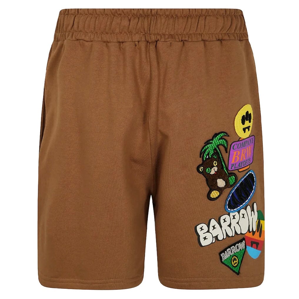 Barrow Unisex Patch Sweatshorts (Fango/Mud) S5BWUABE018-094 - Image 2