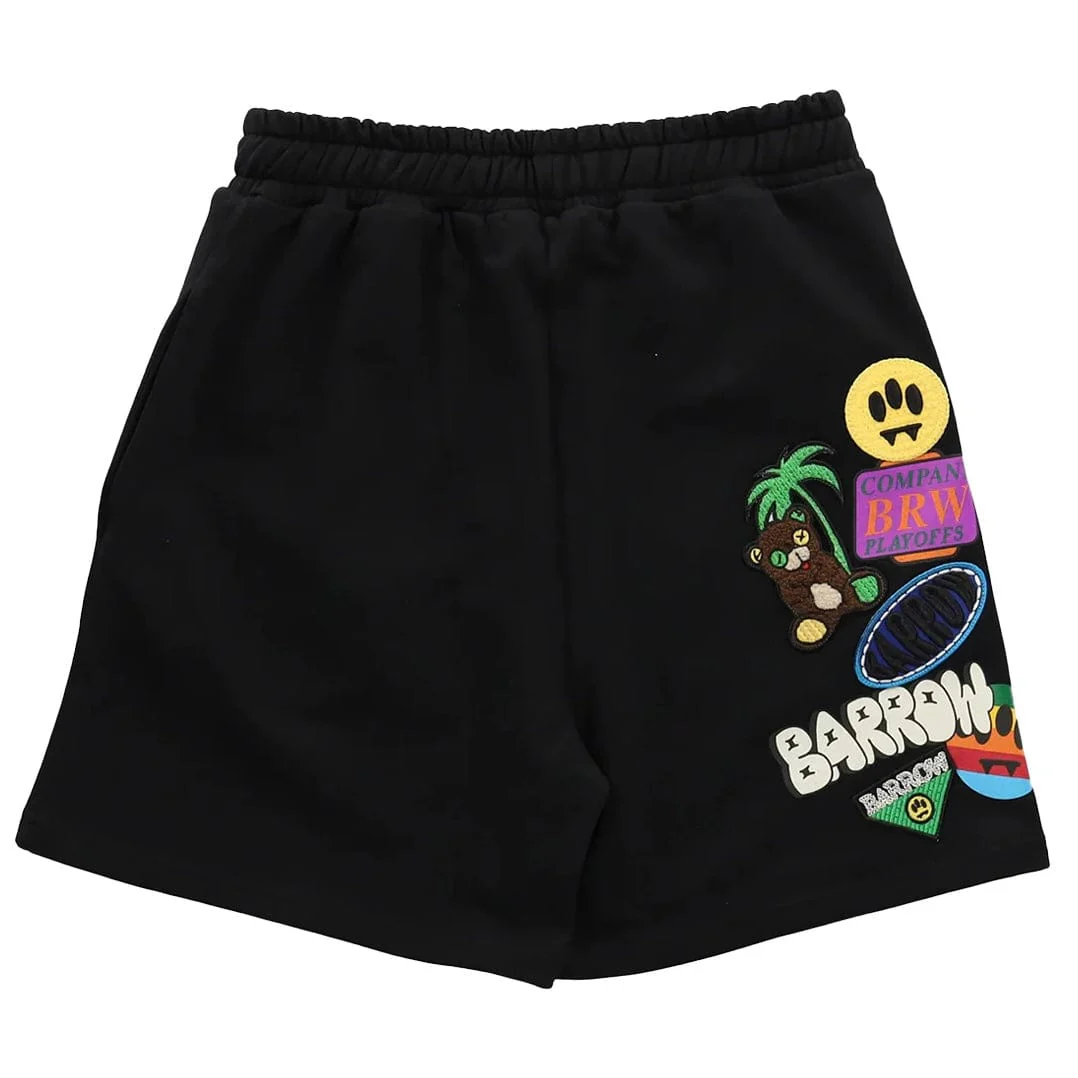 Barrow Unisex Patch Sweatshorts (Nero/Black) S5BWUABE018-110 - Image 2