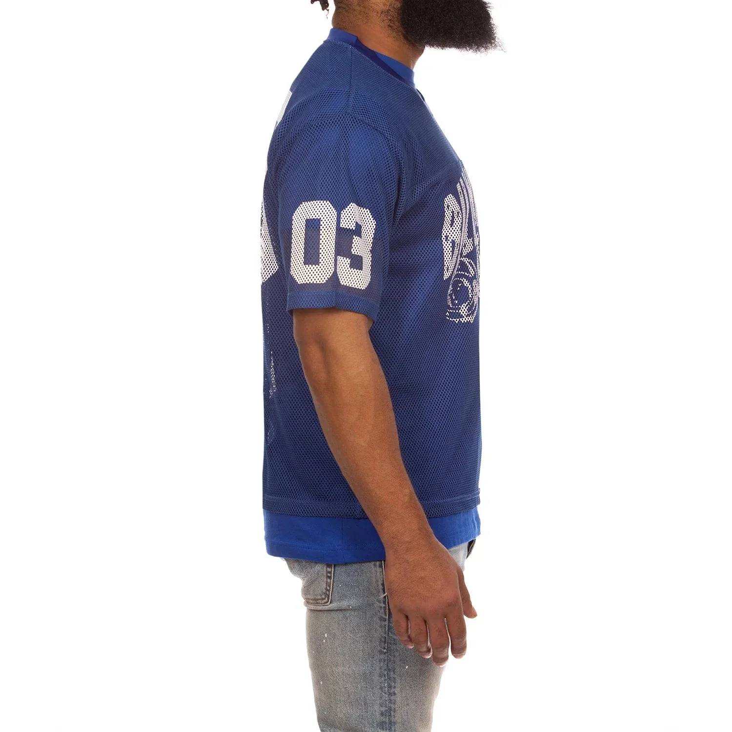 Billionaire Boys Club BB Varsity SS Knit Cropped Fit Tee (Navy Peony) 851-6314 - Image 2