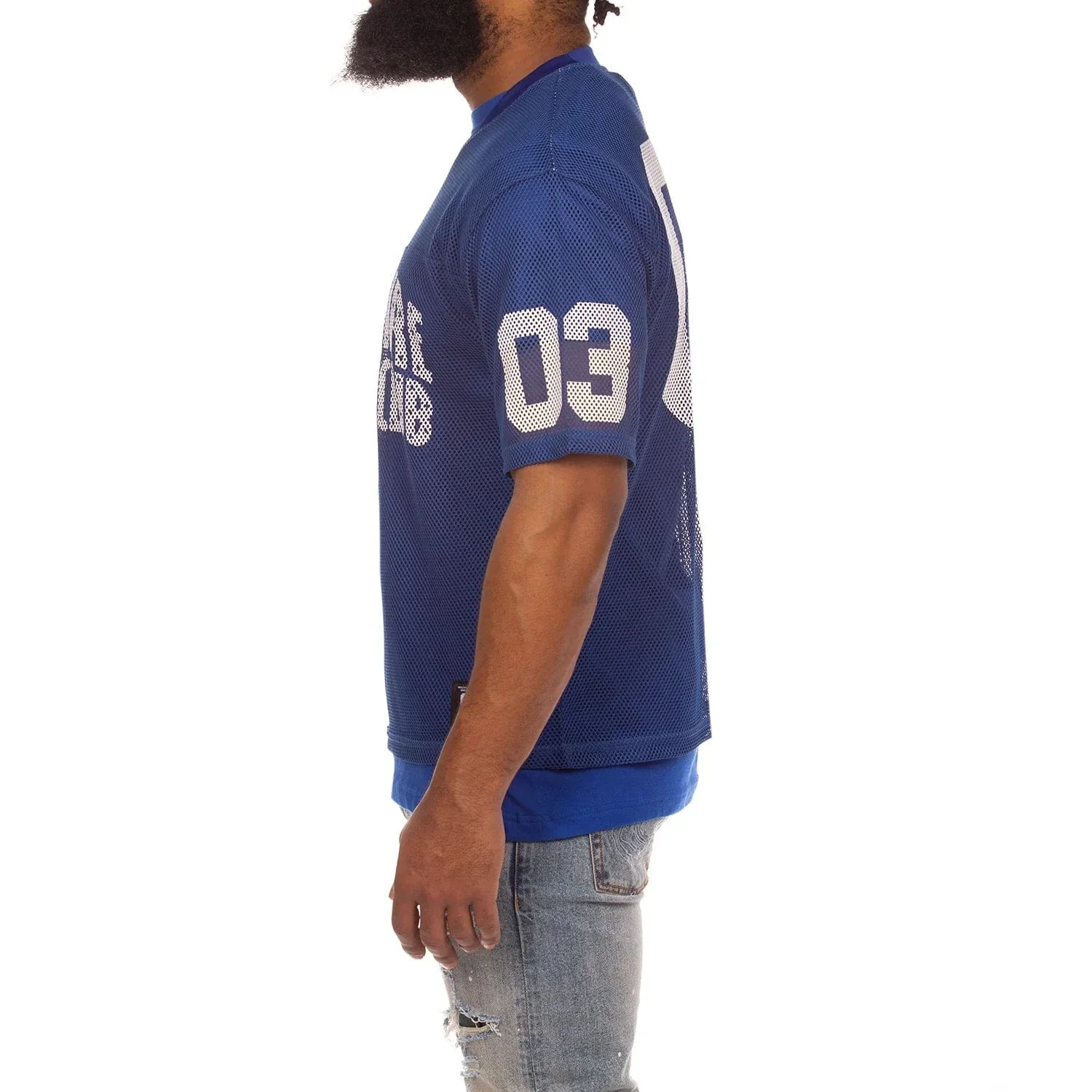 Billionaire Boys Club BB Varsity SS Knit Cropped Fit Tee (Navy Peony) 851-6314 - Image 3
