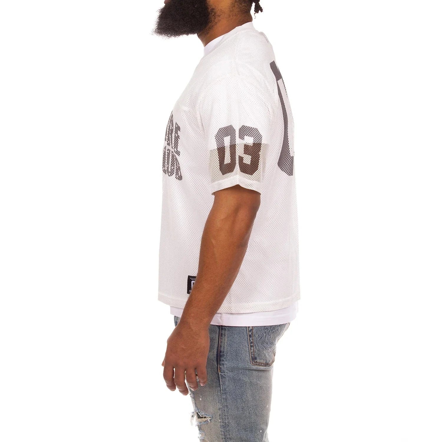 Billionaire Boys Club BB Varsity SS Knit Cropped Fit Tee (White) 851-6314 - Image 3