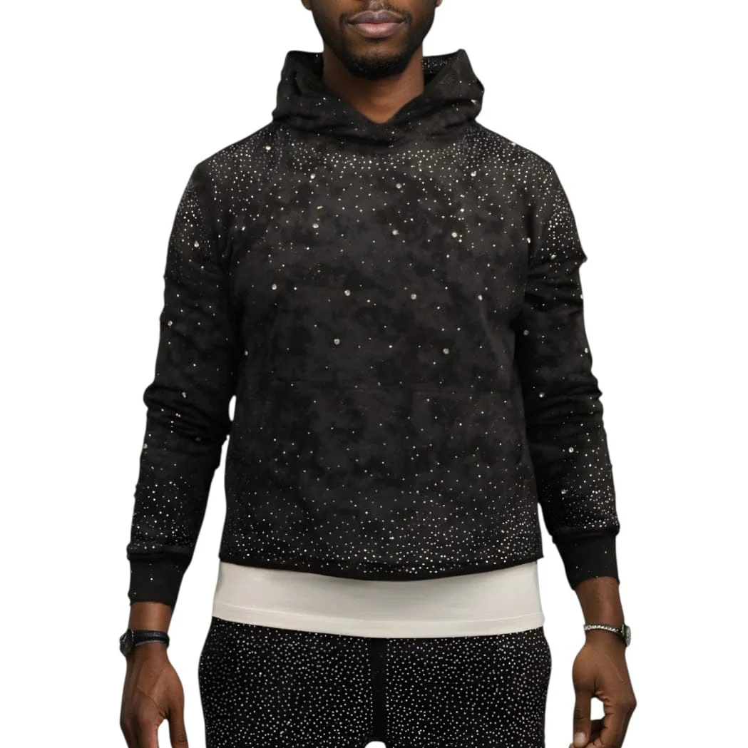 BKYS Stone Rivet Hoodie & Stacked Pants Set (Black) - Image 4