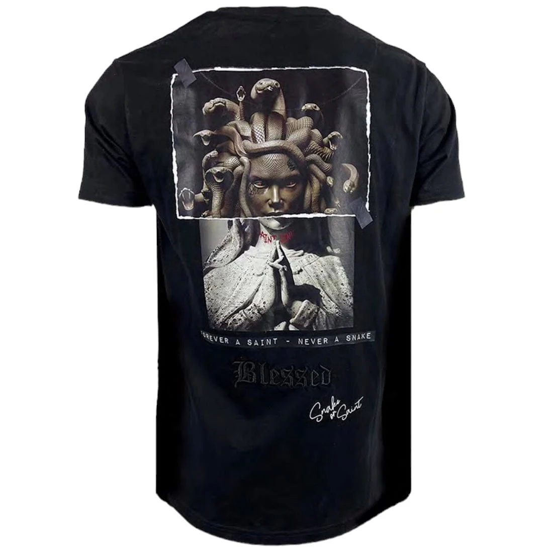 Blessed Forever A Saint Never A Snake T Shirt (Black) - Image 2