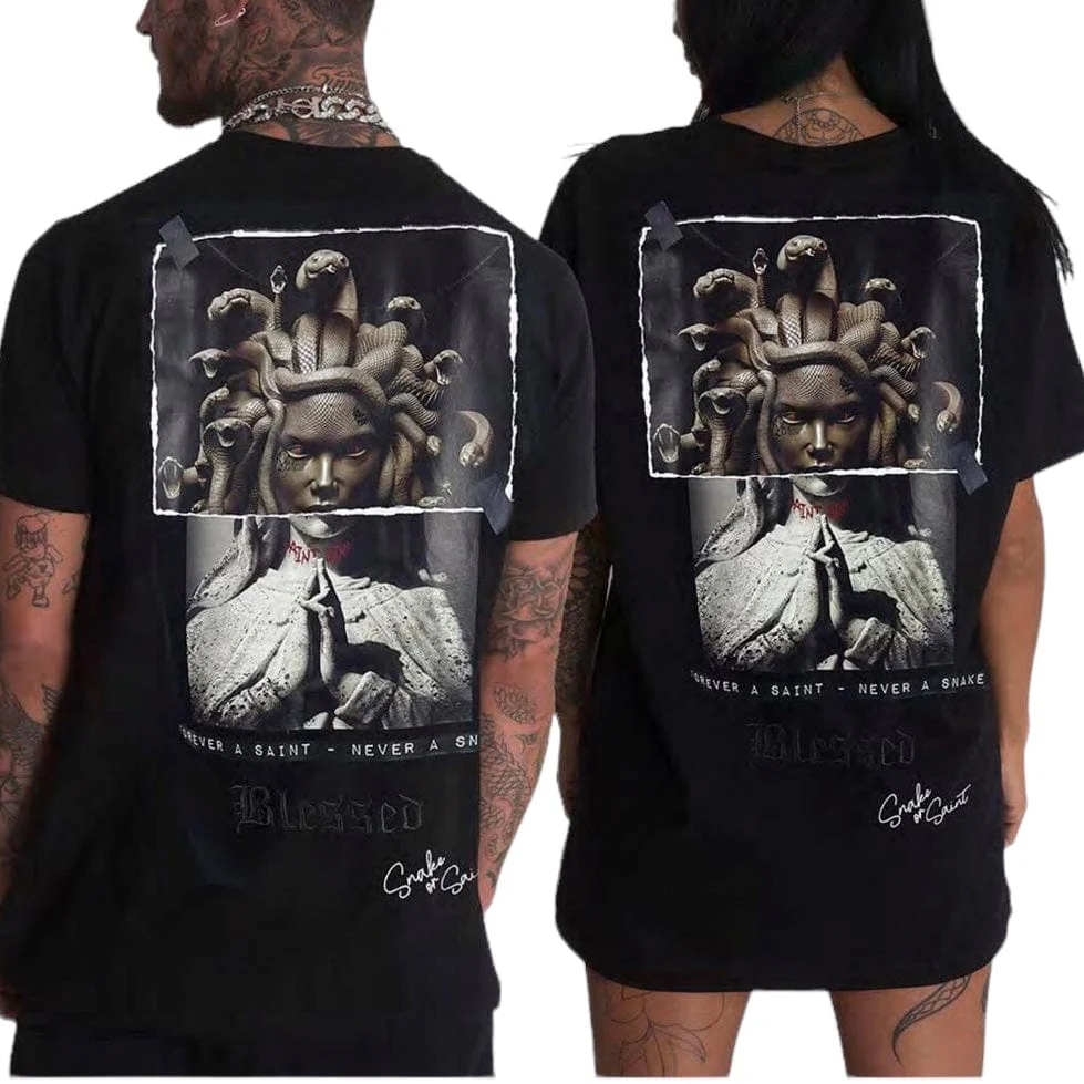 Blessed Forever A Saint Never A Snake T Shirt (Black) - Image 3