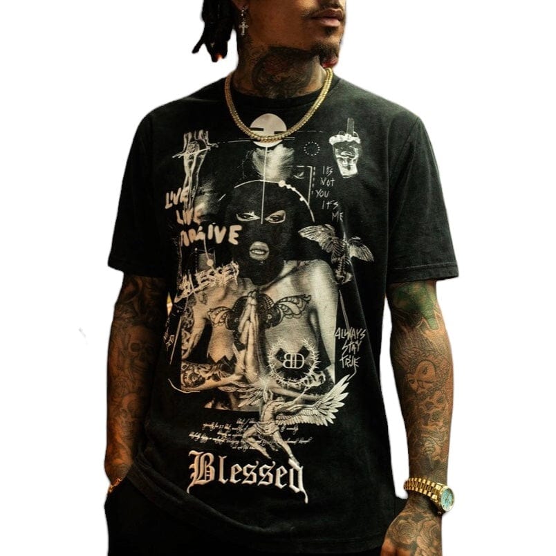 Blessed Now Or Never T Shirt (Black Acid Washed) - Image 3