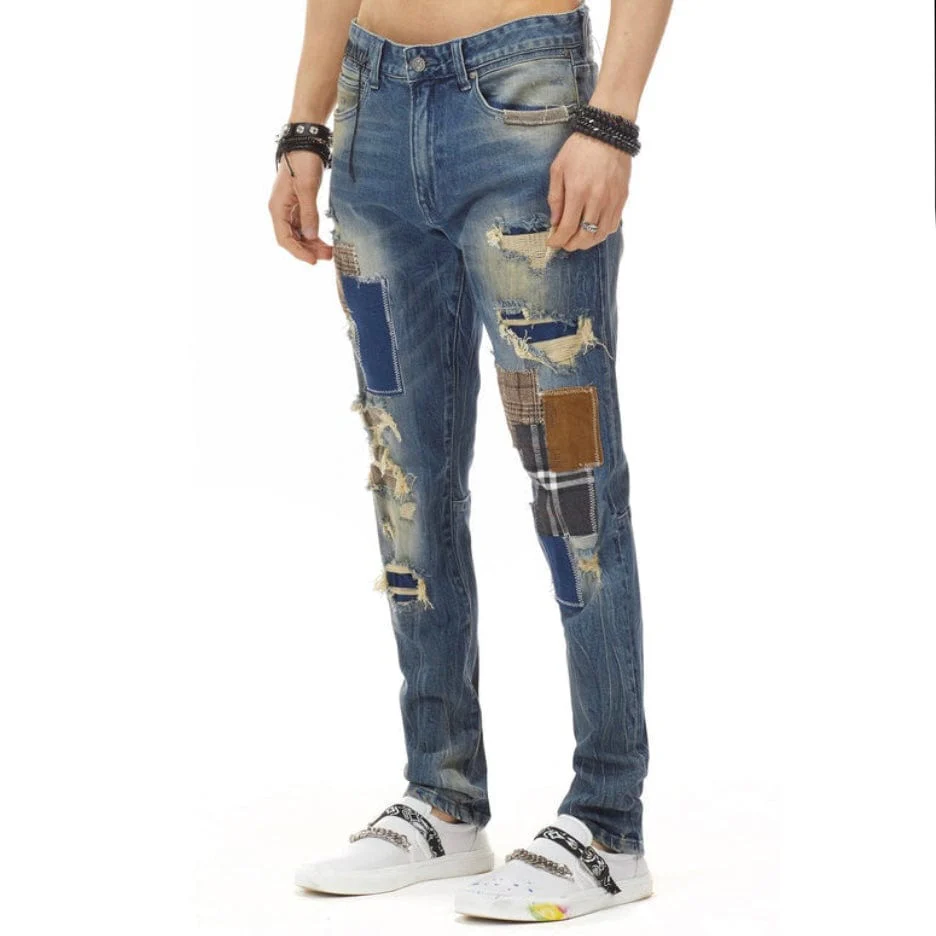 Bleu Noir Patchwork Jeans (Tinsel Blue) - BNP0940 - Image 2