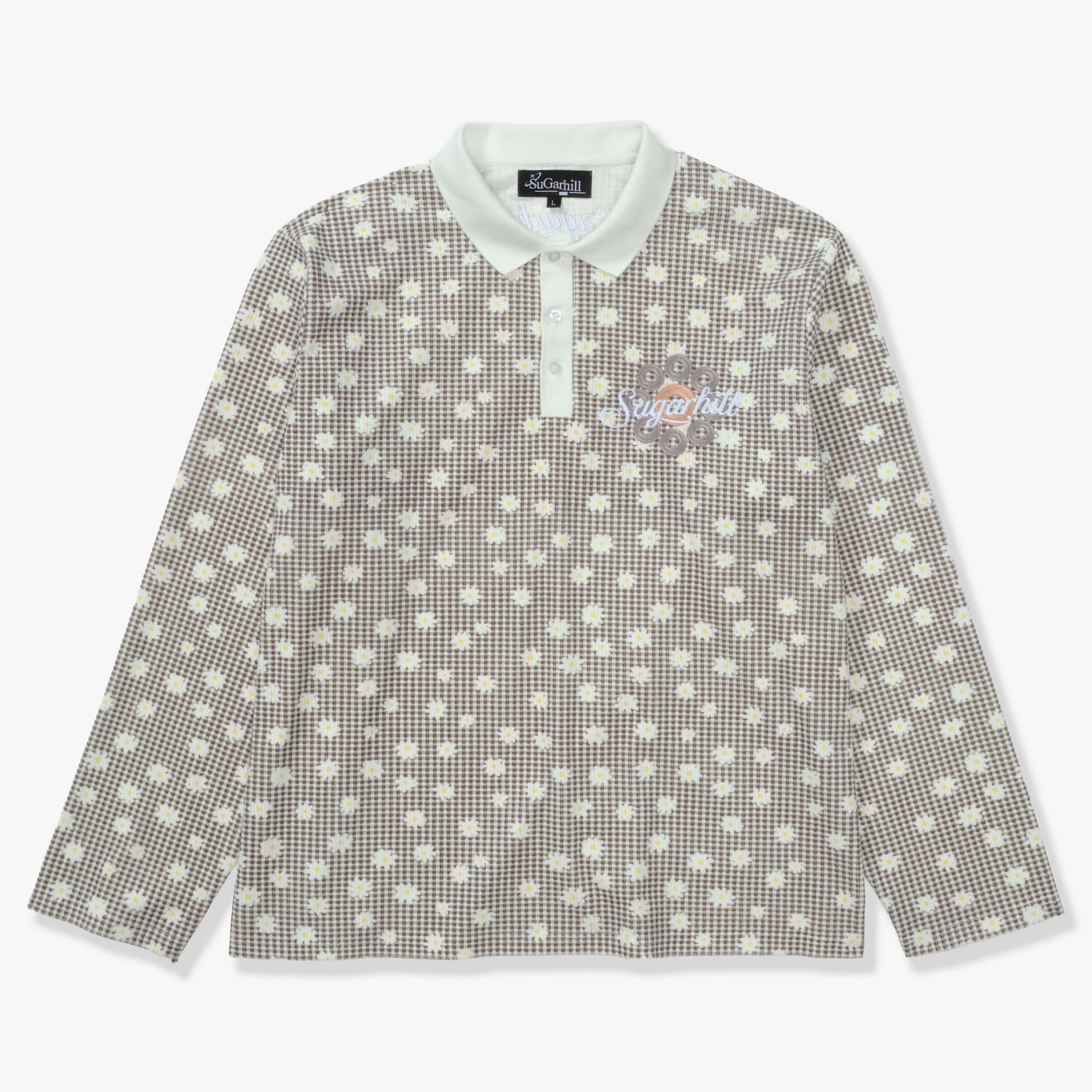 "Bloom" Long Sleeve Polo (grey) - Image 6