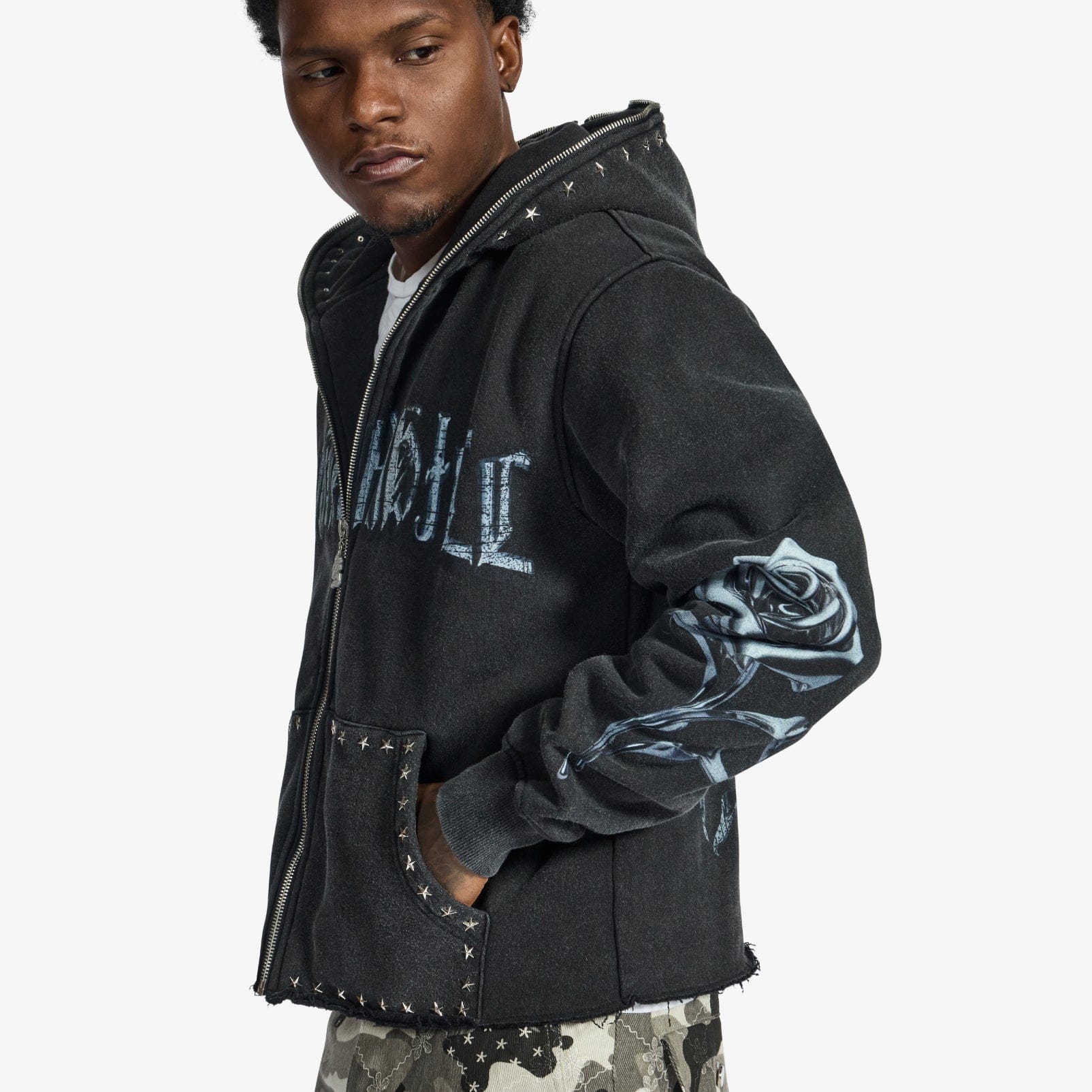 "Body Shop" Full-Zip Hoodie (black vintage) - Image 4