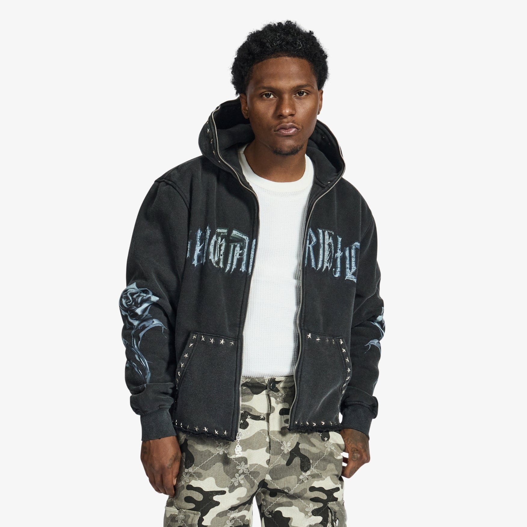 "Body Shop" Full-Zip Hoodie (black vintage) - Image 8
