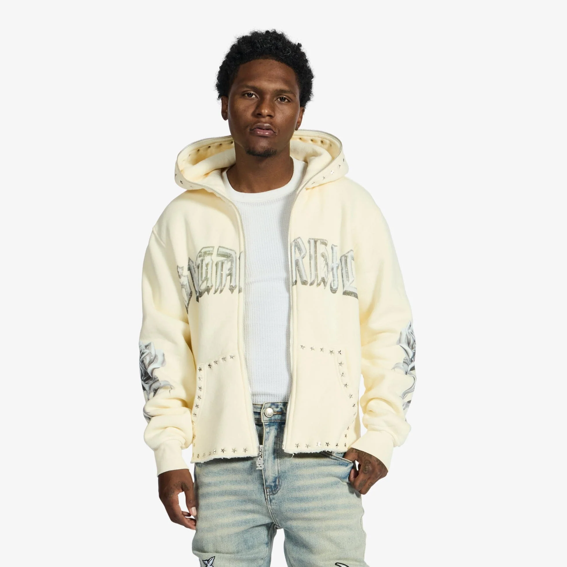"Body Shop" Full-Zip Hoodie (cream vintage) - Image 3