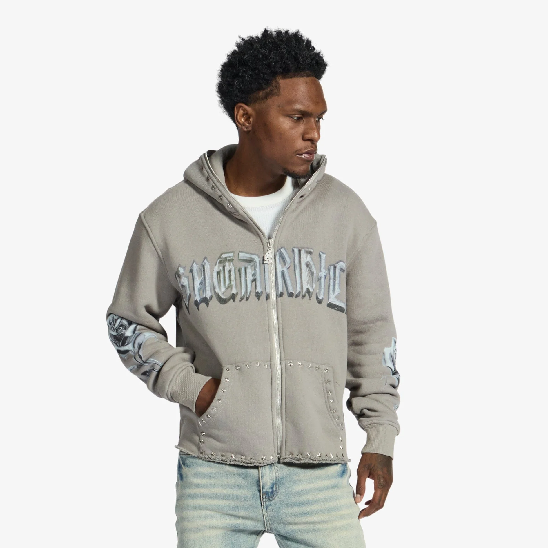 "Body Shop" Full-Zip Hoodie (gray vintage) - Image 2