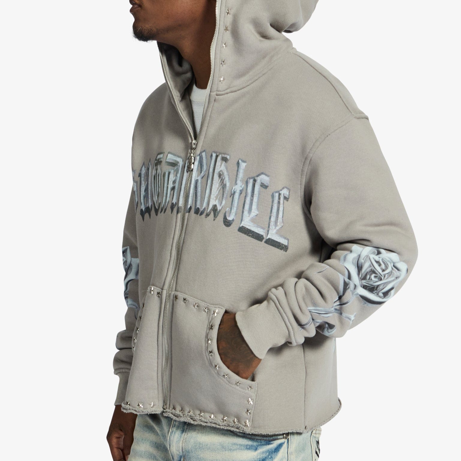 "Body Shop" Full-Zip Hoodie (gray vintage) - Image 3