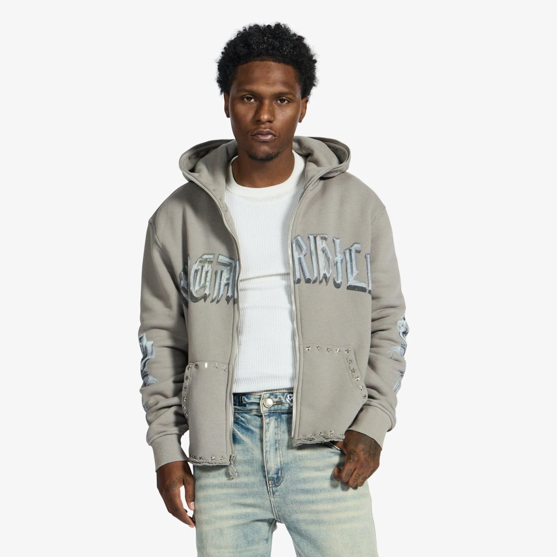 "Body Shop" Full-Zip Hoodie (gray vintage) - Image 7