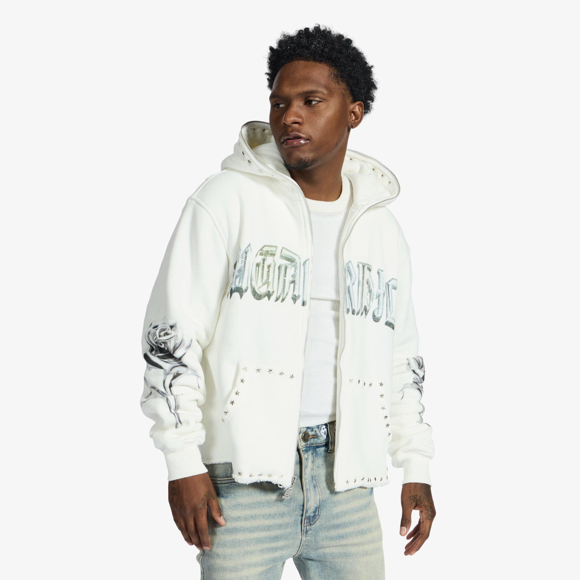 "Body Shop" Full-Zip Hoodie (white) - Image 3
