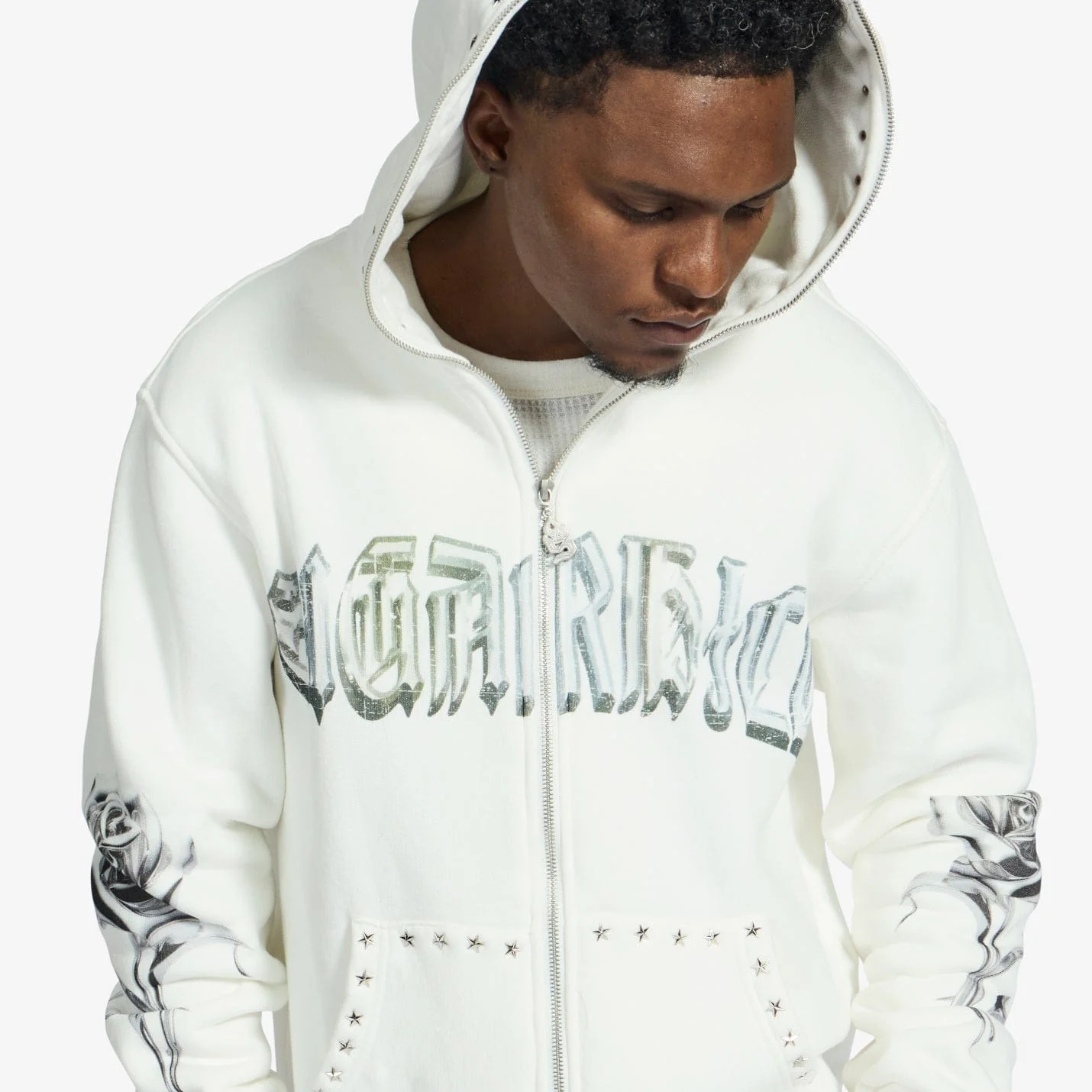 "Body Shop" Full-Zip Hoodie (white) - Image 4