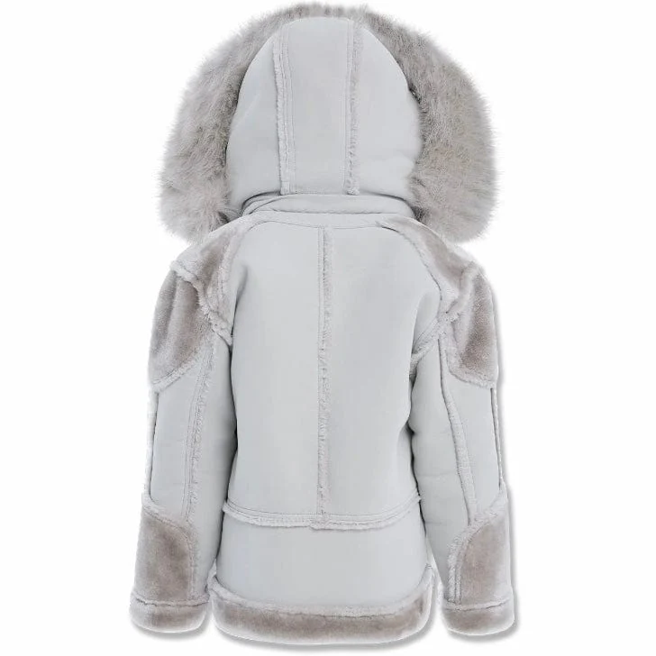 Boys Jordan Craig El Jefe Shearling Moto Jacket (Arctic Wolf) 91625B - Image 4