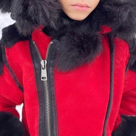 Boys Jordan Craig El Jefe Shearling Moto Jacket (Bred) 91590B - Image 3