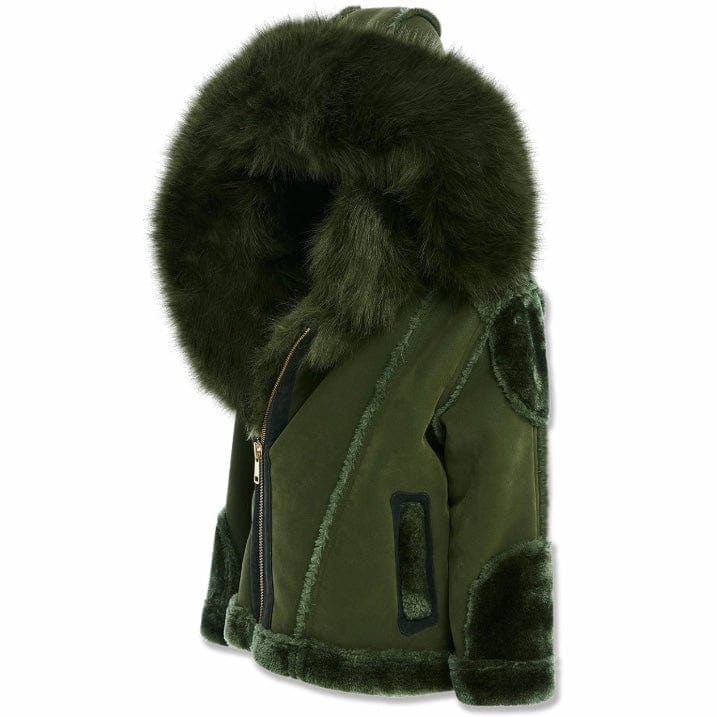 Boys Jordan Craig El Jefe Shearling Moto Jacket (Military Green) 91625B - Image 2
