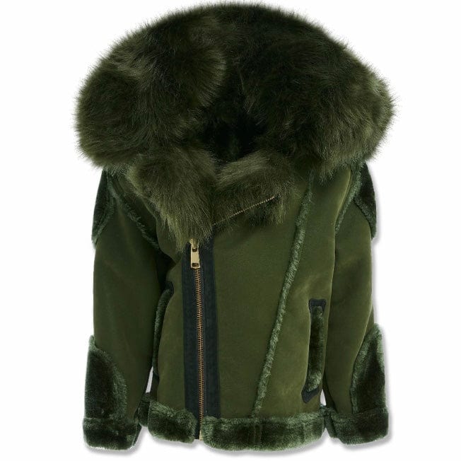 Boys Jordan Craig El Jefe Shearling Moto Jacket (Military Green) 91625B - Image 3