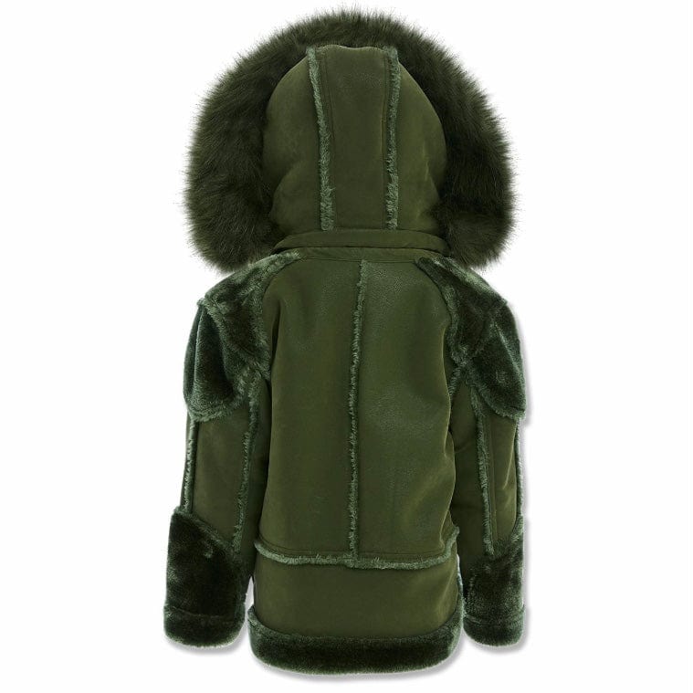 Boys Jordan Craig El Jefe Shearling Moto Jacket (Military Green) 91625B - Image 4