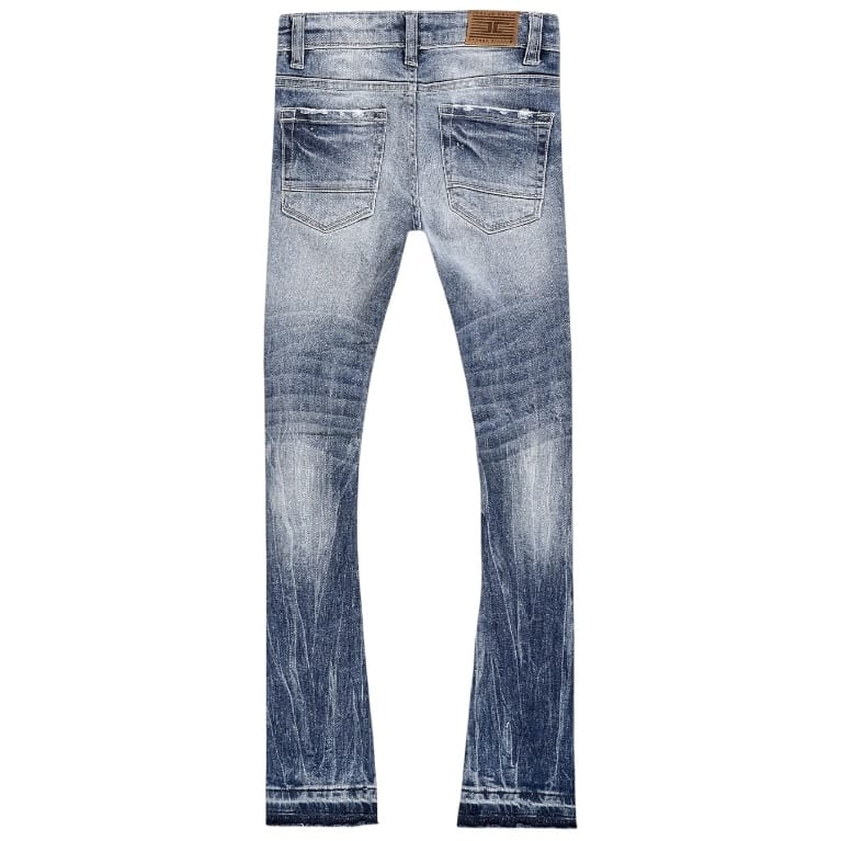 Kids Jordan Craig Stacked Shreds On Knees Denim (M/Blue) JTF2294K - Image 2