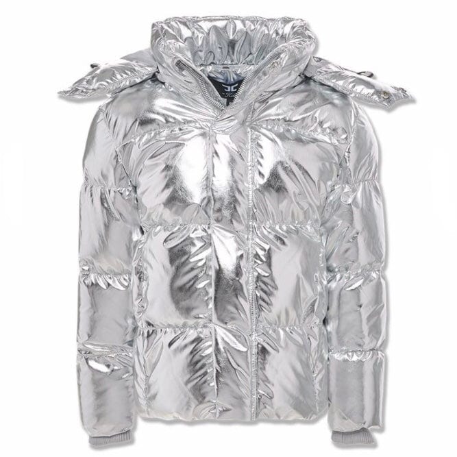 Boys Jordan Craig Metallic Hooded Bubble Jacket (Silver) 91542MB - Image 2