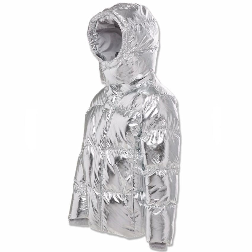 Boys Jordan Craig Metallic Hooded Bubble Jacket (Silver) 91542MB - Image 4