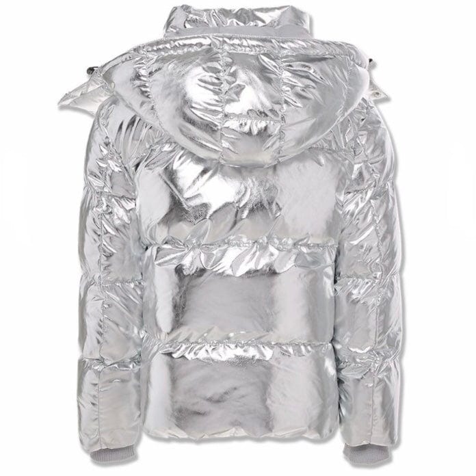 Boys Jordan Craig Metallic Hooded Bubble Jacket (Silver) 91542MB - Image 6