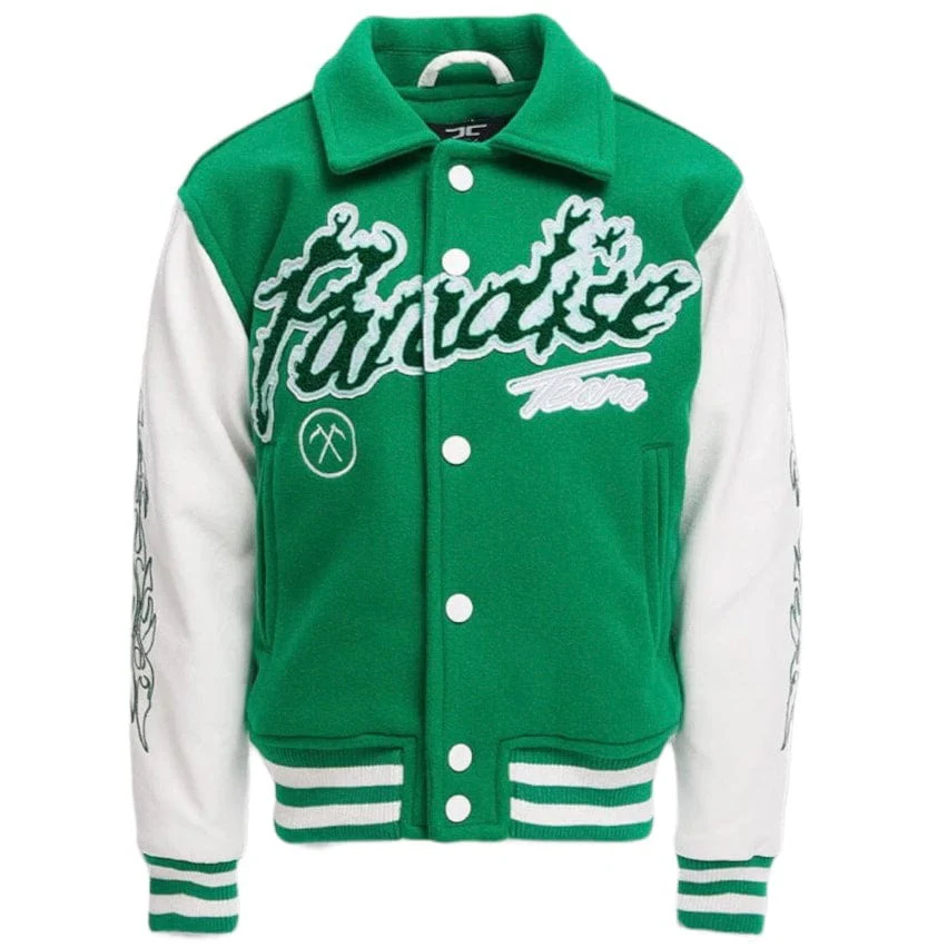 Boys Jordan Craig Paradise Tour Varsity Jacket (Green) 91632B - Image 3
