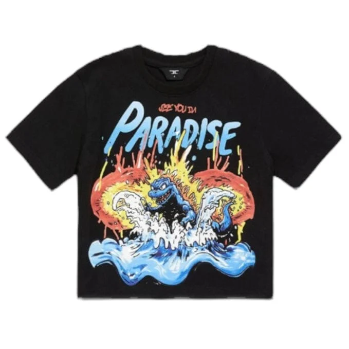 Boys Jordan Craig Sea Monster Cropped Boxy T Shirt (Black) 9201AB