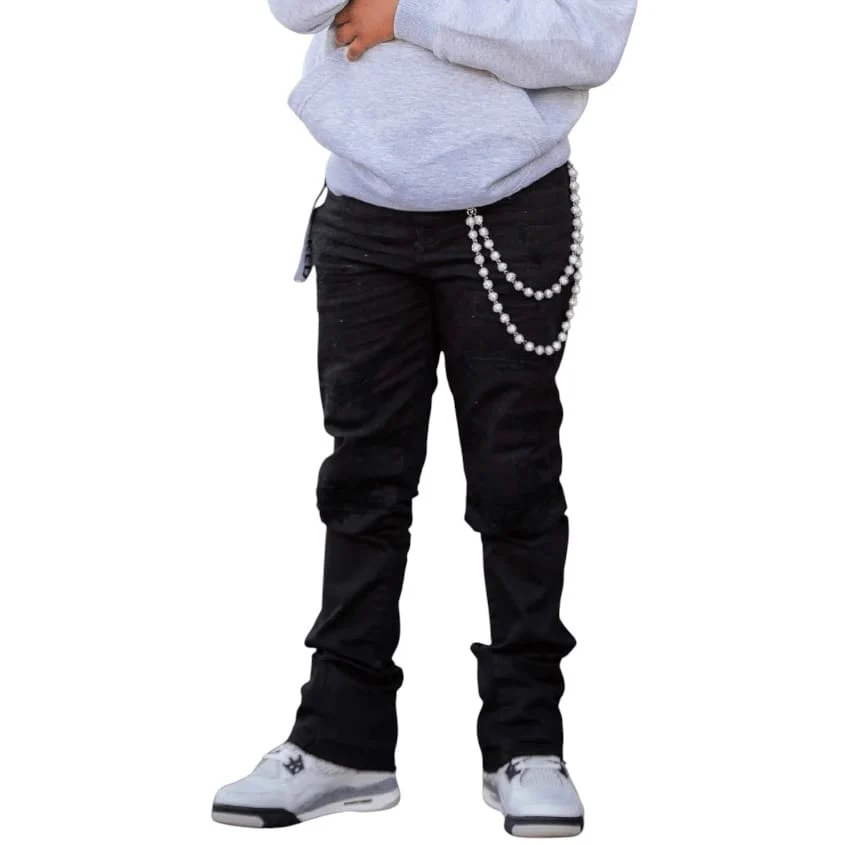 Boys Jordan Craig Stacked Tribeca Twill Pants (Black) JTF934RB - Image 3