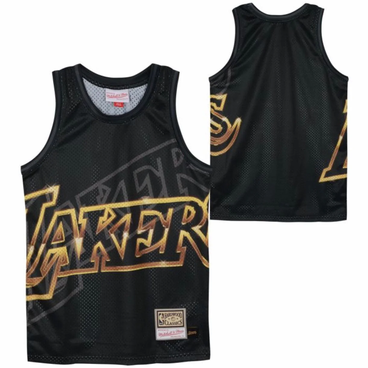 Youth Mitchell & Ness Big Face 4.0 Los Angeles Lakers Jersey (Black) - Image 3
