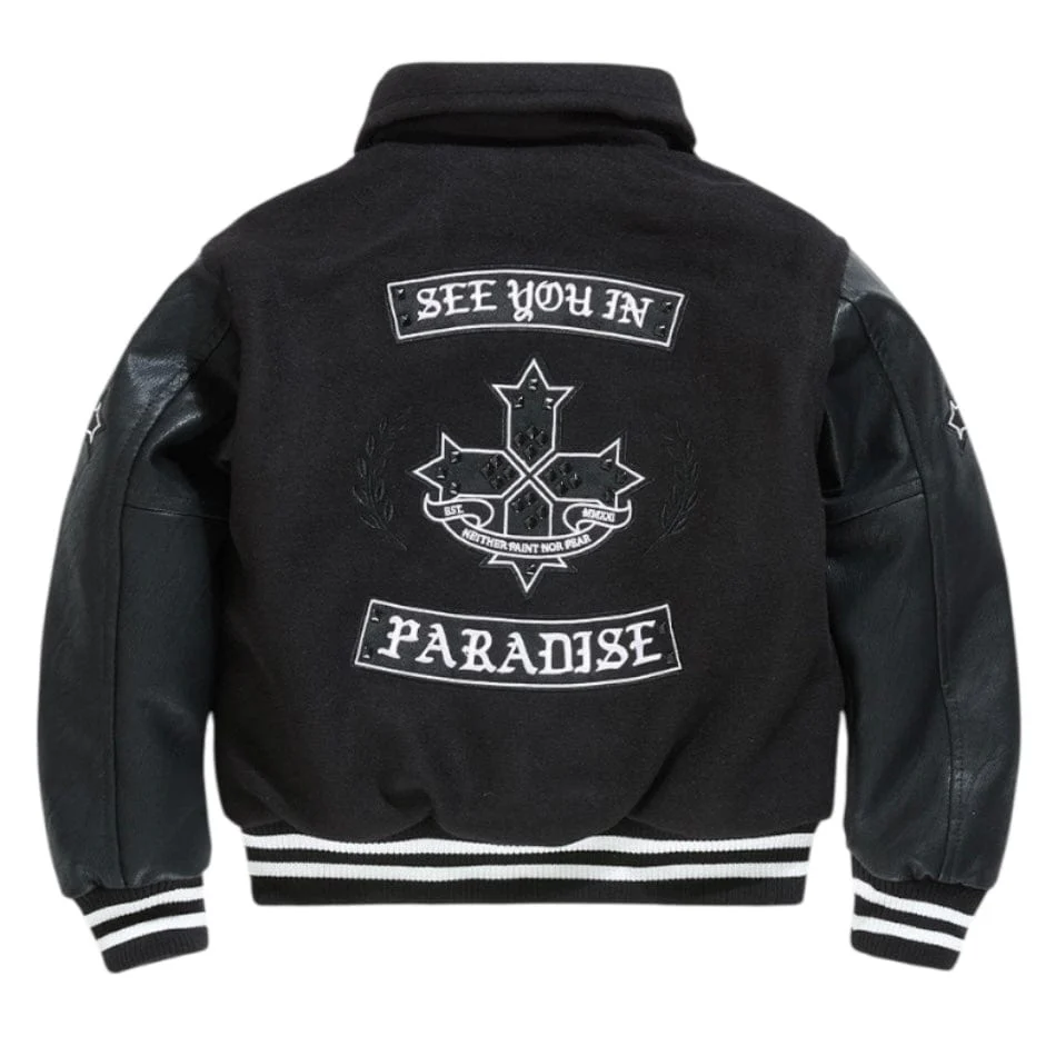 Boys See You In Paradise Cross Varsity Jacket (Black) 91668B - Image 2