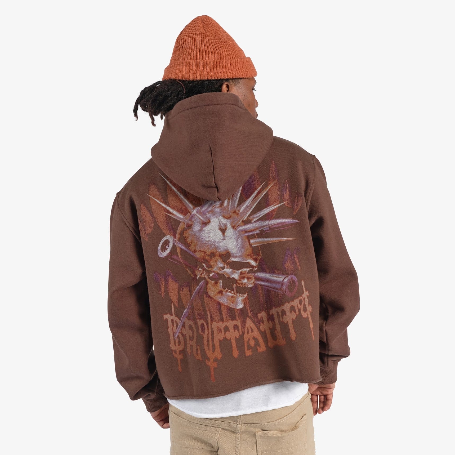 "Brutal" Cropped Hoodie (brown vintage) - Image 2