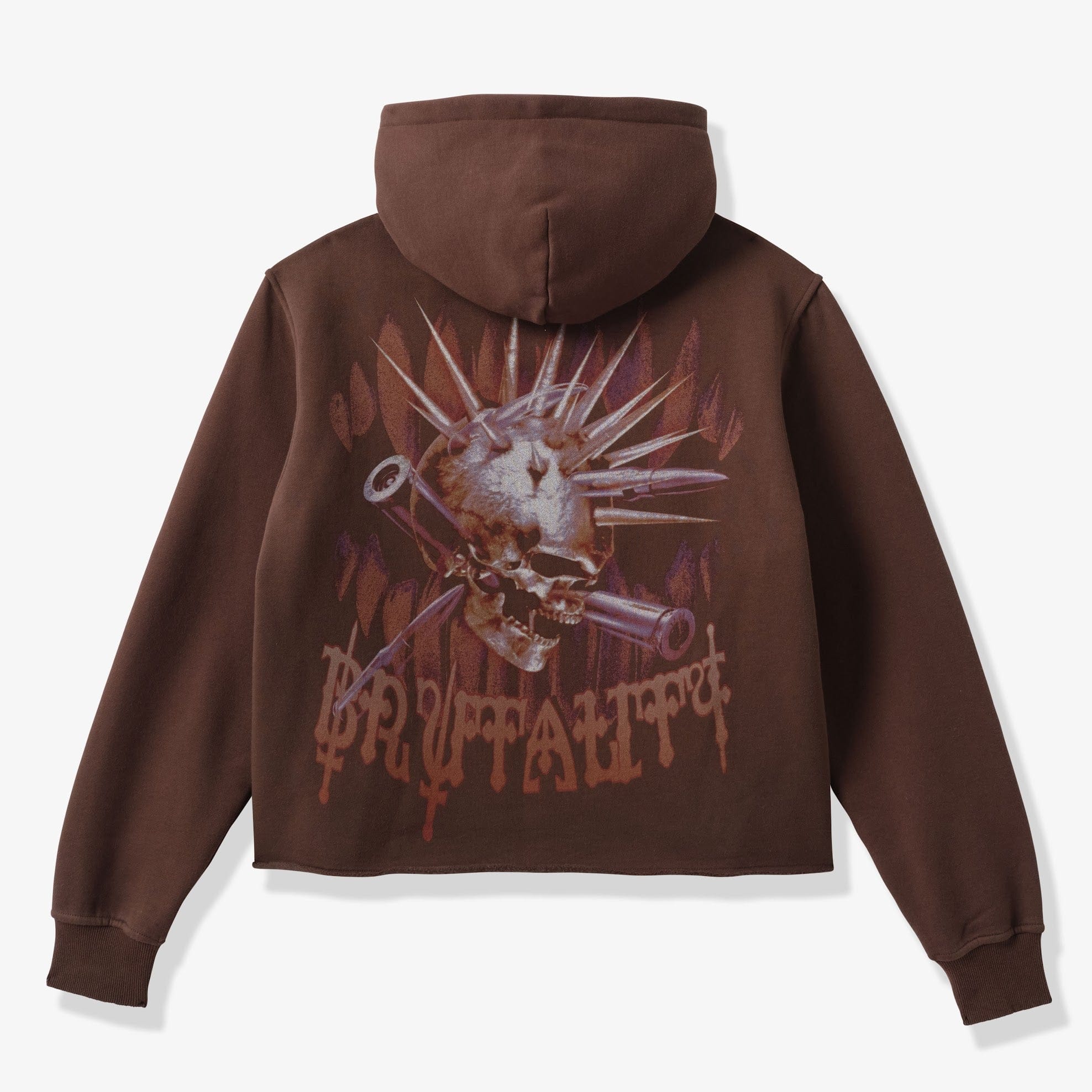 "Brutal" Cropped Hoodie (brown vintage) - Image 3