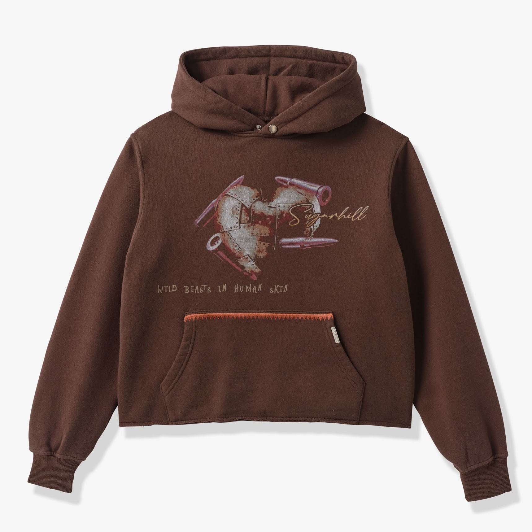"Brutal" Cropped Hoodie (brown vintage) - Image 4