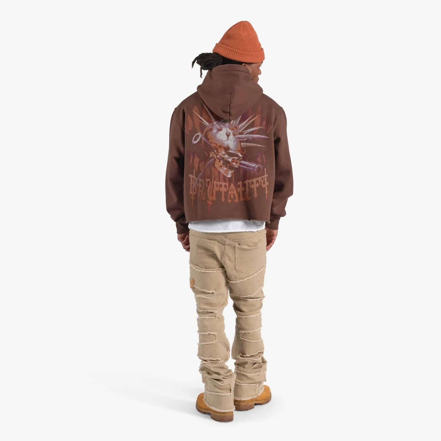 "Brutal" Cropped Hoodie (brown vintage) - Image 5