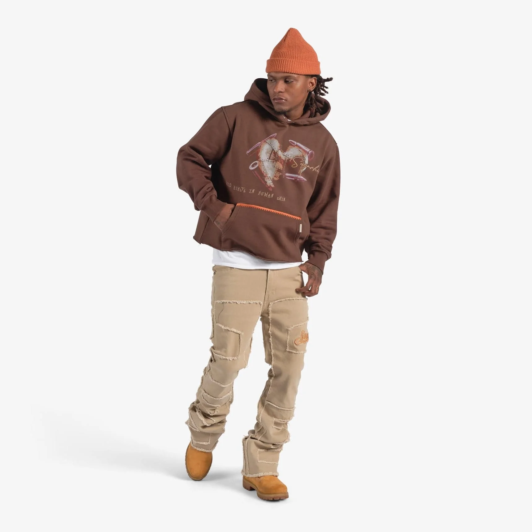 "Brutal" Cropped Hoodie (brown vintage) - Image 6