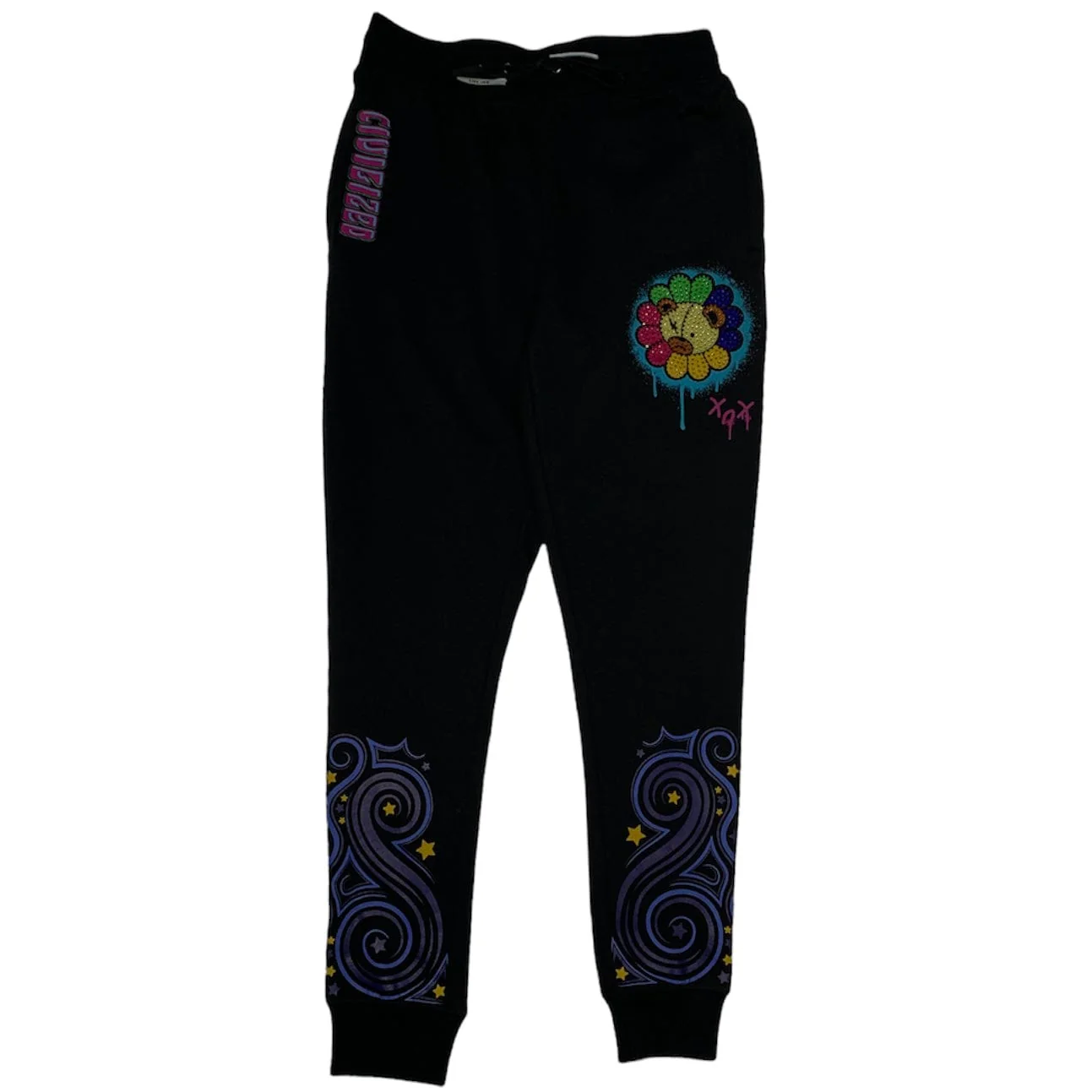 Civilized Bear Flower T Shirt & Jogger Set (Black) CV1431-1432 - Image 3