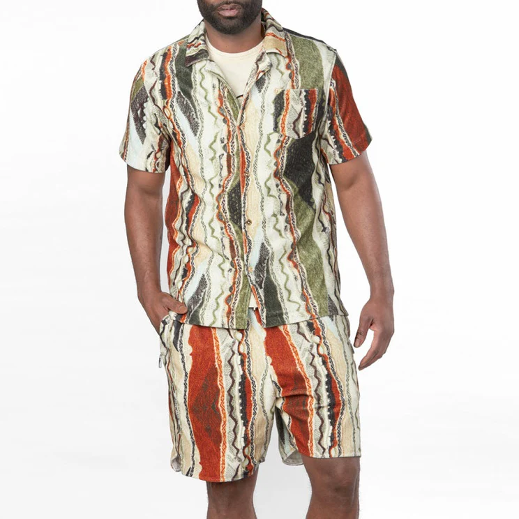 Coogi Taos Terry Short Sleeved Shirt (Multi Neutral) CG-KT-018 - Image 3