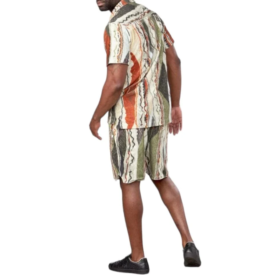 Coogi Taos Terry Short Sleeved Shirt (Multi Neutral) CG-KT-018 - Image 4
