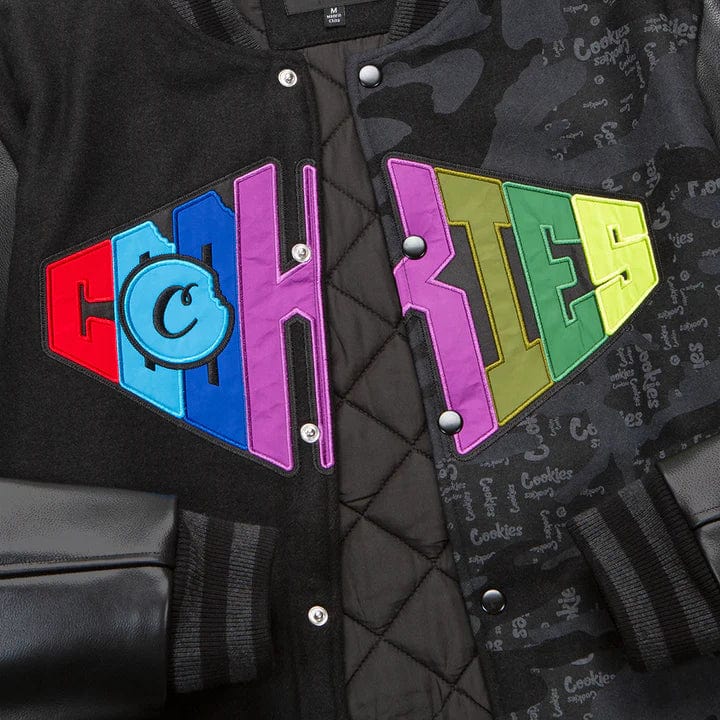 Cookies Across The Board Melton Wool Letterman Jacket (Black) 1562O6497 - Image 2