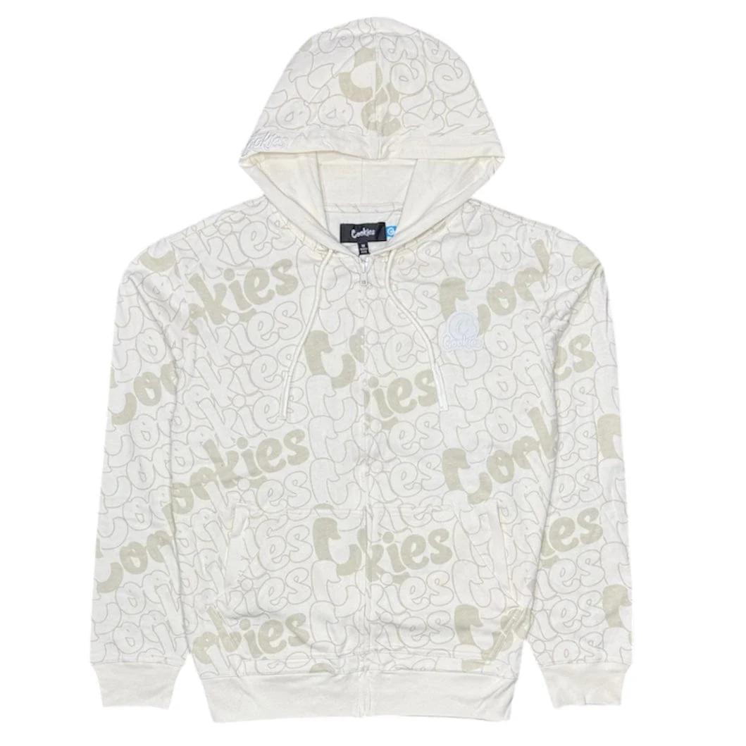 Cookies All Over Print Zip-Up Hoodie (Cream) 15587458